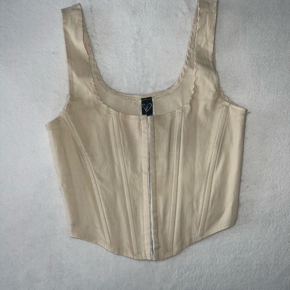 Windsor Cream Fitted Corset Tank Top